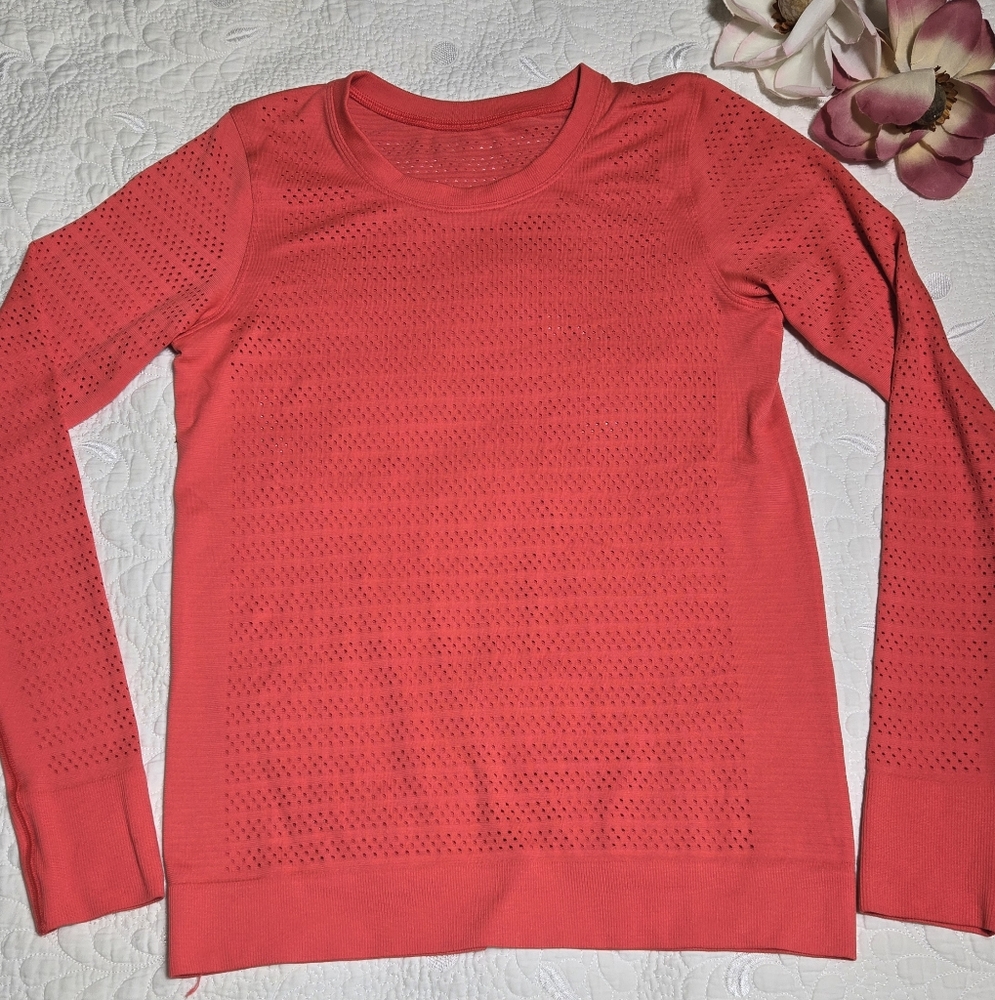Lululemon Long Sleeves Activewear Orange Top